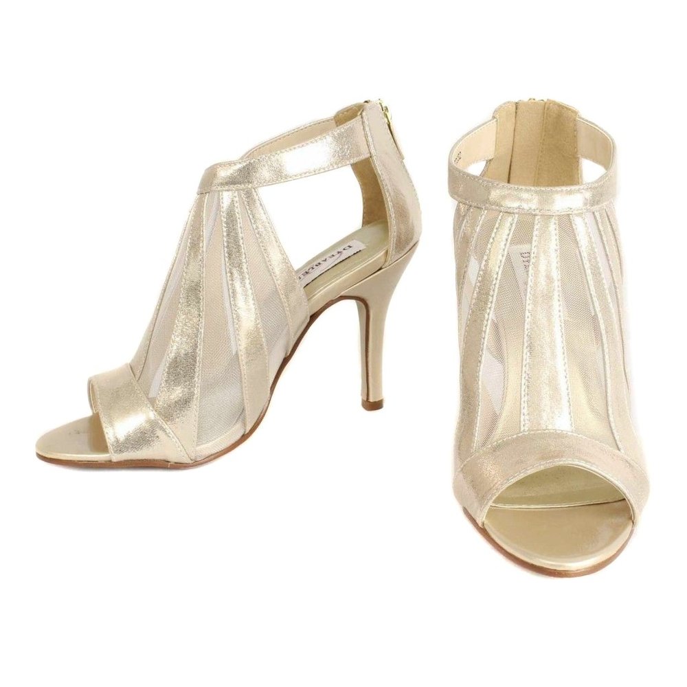 DYEABLES Lotus Champagne Shimmer Open Toe Heels Size 8